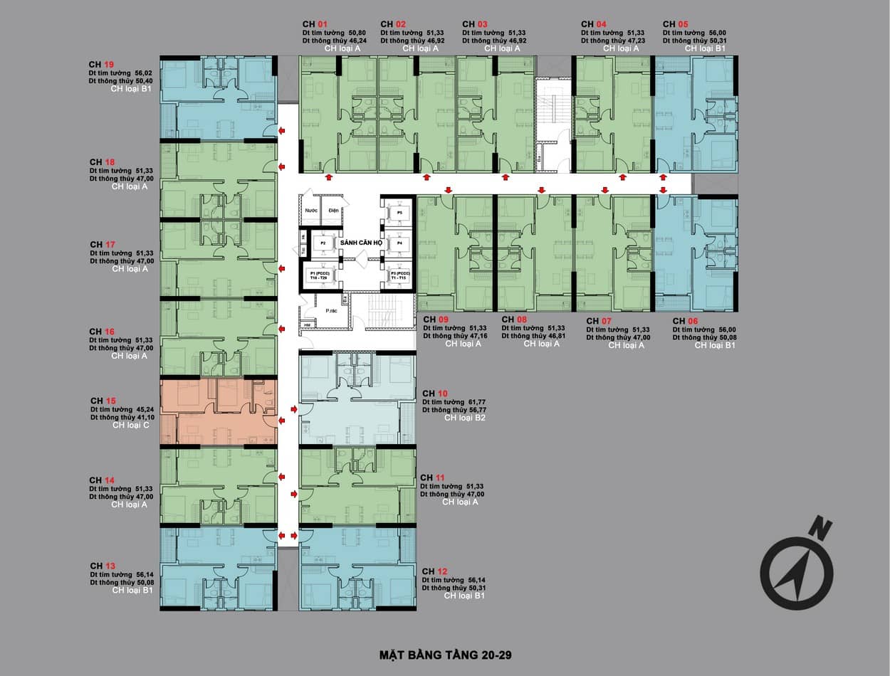 Mặt bằng tầng 20-29